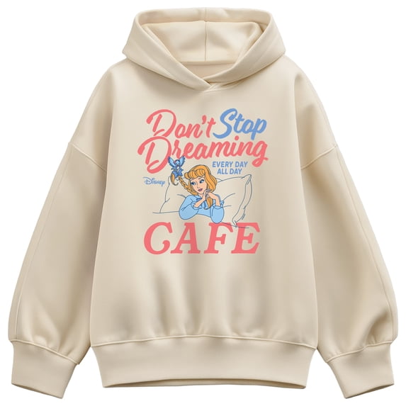 Disney Princess - Don't Stop Dreaming Cafe - Women's Oversized Fleece Hoodie Sweatshirt