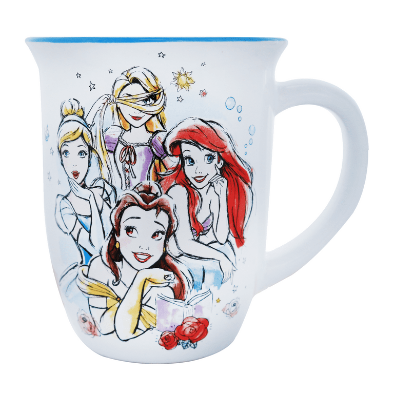 Silver Buffalo Disney Princess Dream It Group Wide Rim Ceramic Mug, 16oz 