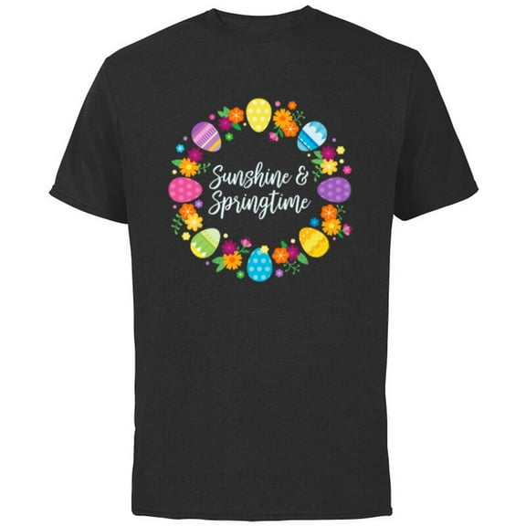 Disney Princess Easter Eggs Flowers Sunshine & Springtime - Short Sleeve Cotton T-Shirt for Adults - Customized-Black