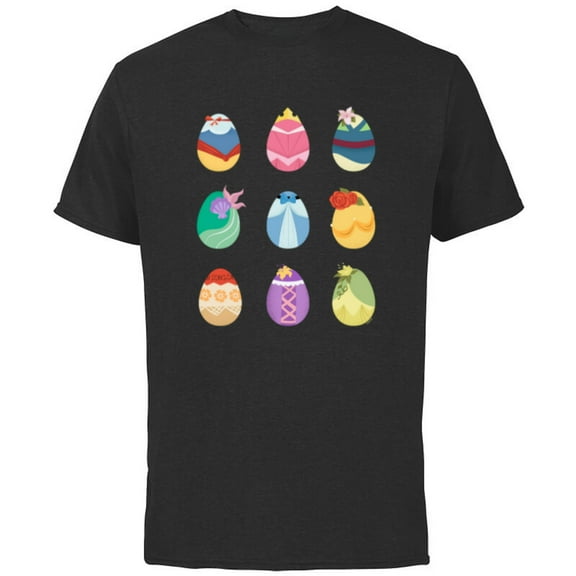 Disney Princess Easter Spring Nine Decorated Easter Eggs - Short Sleeve Cotton T-Shirt for Adults - Customized-Black