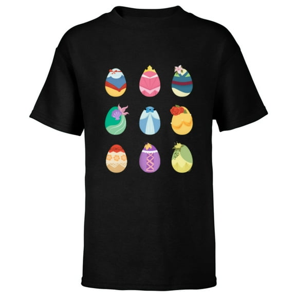 Disney Princess Easter Spring Nine Decorated Easter Eggs - Short Sleeve T-Shirt for Kids - Customized-Black