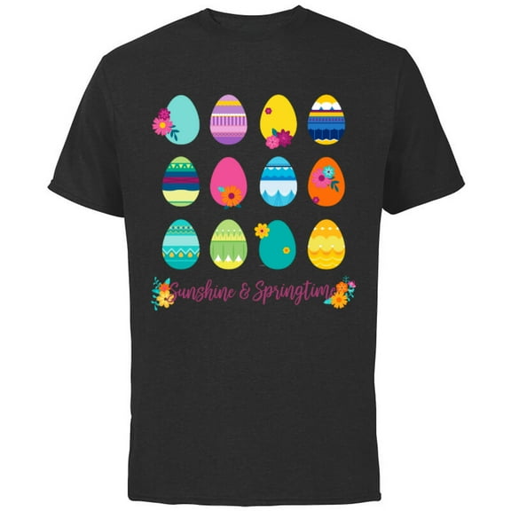 Disney Princess Easter Sunshine and Springtime - Short Sleeve Cotton T-Shirt for Adults - Customized-Black