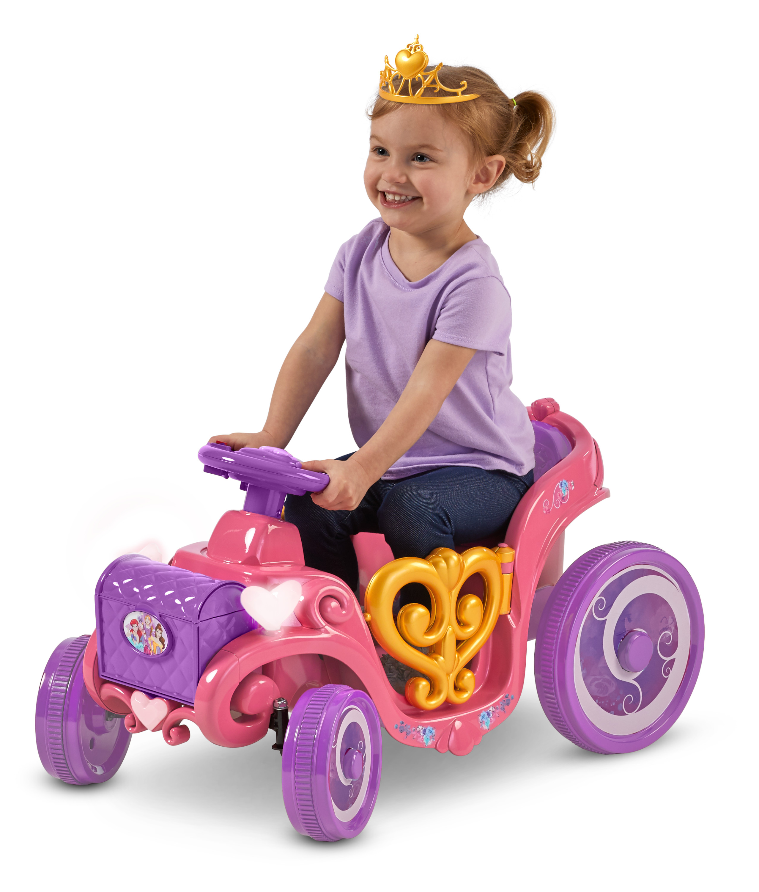 Disney Princess Enchanted Adventure Carriage Quad, 6-Volt Ride-On Toy by Kid Trax, ages 18-30 months, pink - image 1 of 8