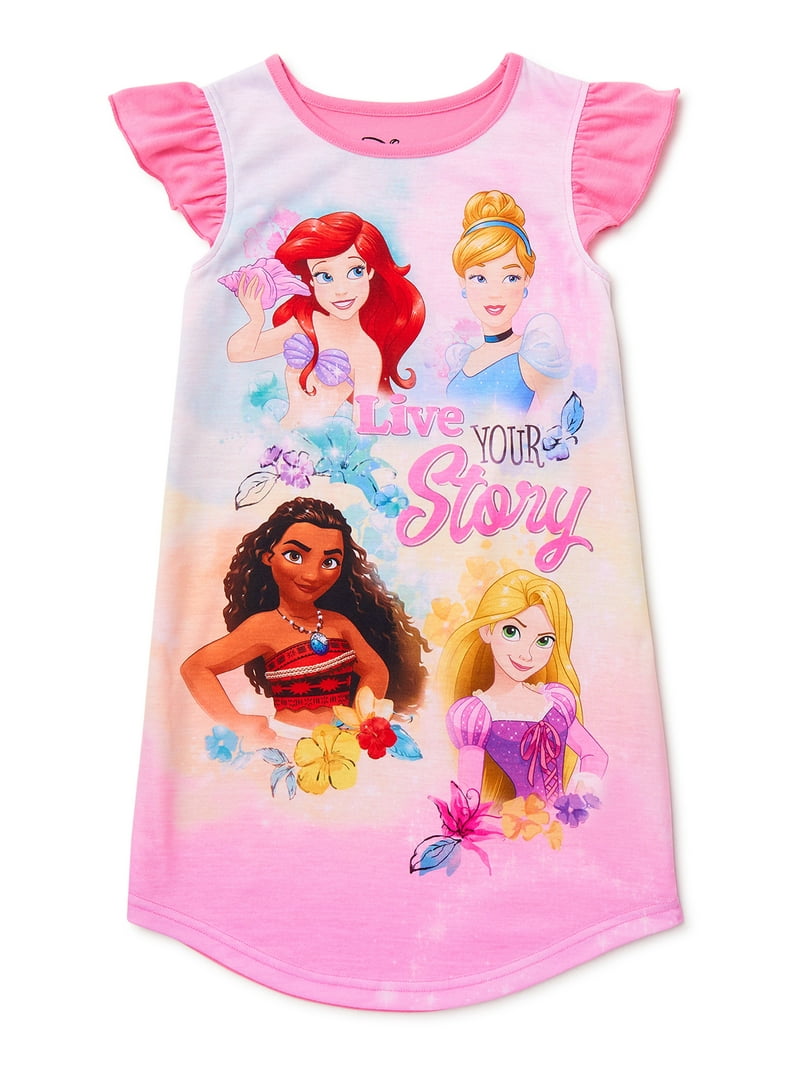 Disney Girls' Princess 3-Pack Nightgown, GIRLS RULE 2, 8 Disney