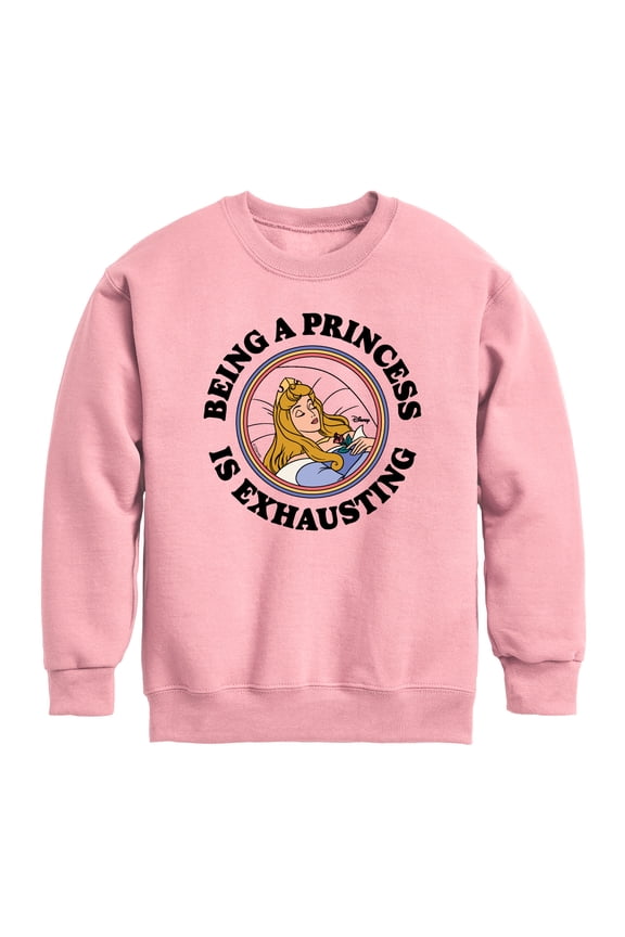 - Princess Exhausting - Youth Boys Crew Fleece Sweatshirt