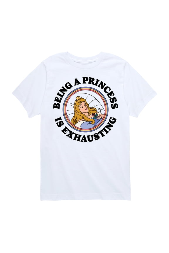 - Princess Exhausting - Youth Boys Short Sleeve Graphic T-Shirt