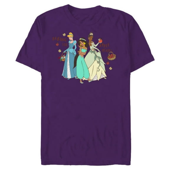 Disney Princess Falling for Apple Picking - Short Sleeve Blended T-Shirt for Adults - Customized-Purple
