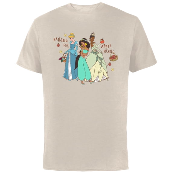 Disney Princess Falling for Apple Picking - Short Sleeve Cotton T-Shirt for Adults - Customized-Natural