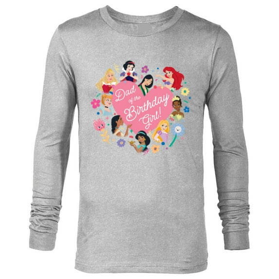 Disney Princess Family Heart Dad of the Birthday Girl - Long Sleeve T-Shirt for Men - Customized-Athletic Heather