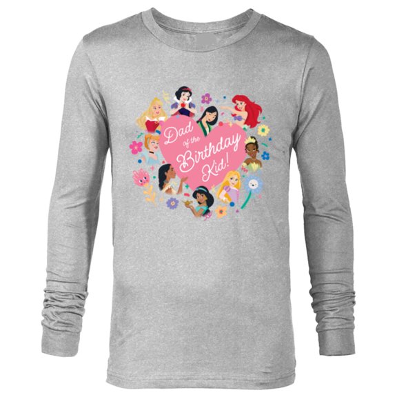 Disney Princess Family Heart Dad of the Birthday Kid - Long Sleeve T-Shirt for Men - Customized-Athletic Heather