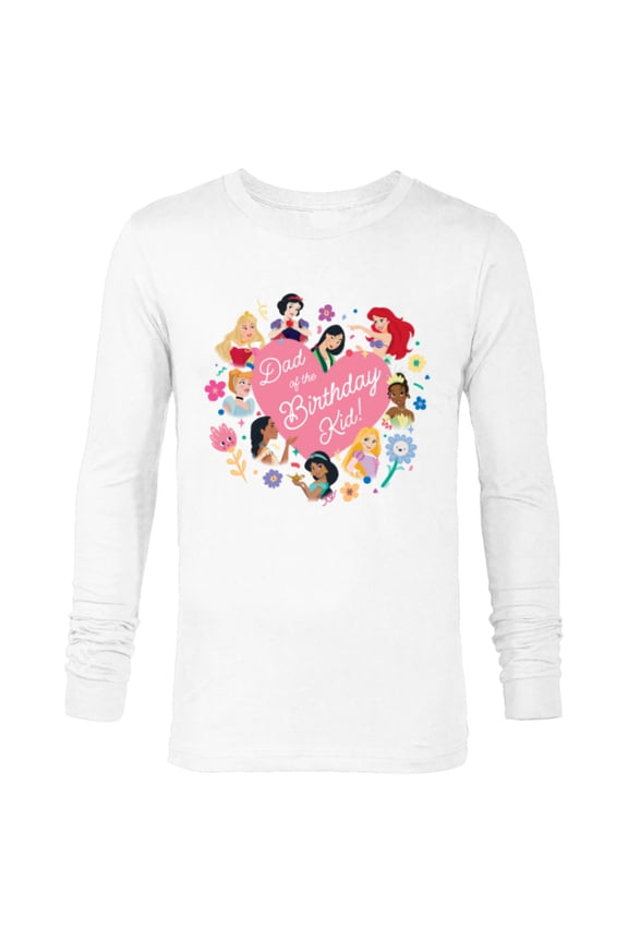 Princess Family Heart Dad of the Birthday Kid - Long Sleeve T-Shirt for Men - Customized-White