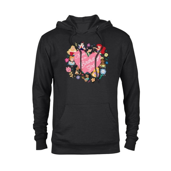 Disney Princess Family Heart Mom of the Birthday Girl - Pullover Hoodie for Adults - Customized-Black