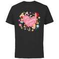 thumbnail image 1 of Disney Princess Family Heart Mom of the Birthday Kid - Short Sleeve Cotton T-Shirt for Adults - Customized-Black, 1 of 5