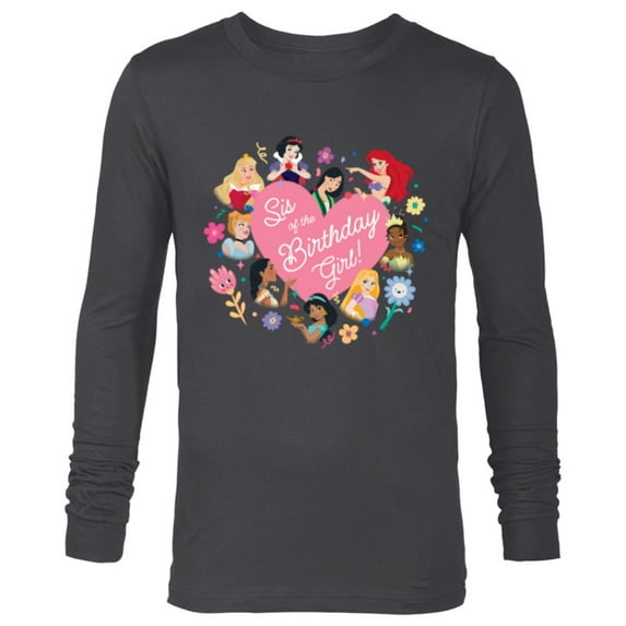 Disney Princess Family Heart Sis of the Birthday Girl - Long Sleeve T-Shirt for Men - Customized-Charcoal Heather