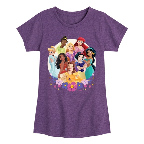 Disney Princess - Floral Group Fitted Short Sleeve Graphic T-Shirt