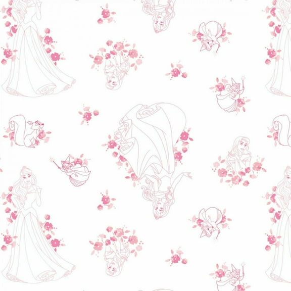 Disney Princess Forever Sleeping Beauty Toile in Light Pink 100% Cotton Fabric Sold by the Yard