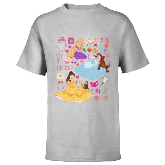 Disney Princess Friends Light Up My Life Valentine’s Day - Short Sleeve T-Shirt for Kids - Customized-Athletic Heather