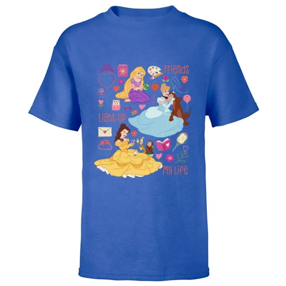 Disney Princess Friends Light Up My Life Valentine’s Day - Short Sleeve T-Shirt for Kids - Customized-Royal