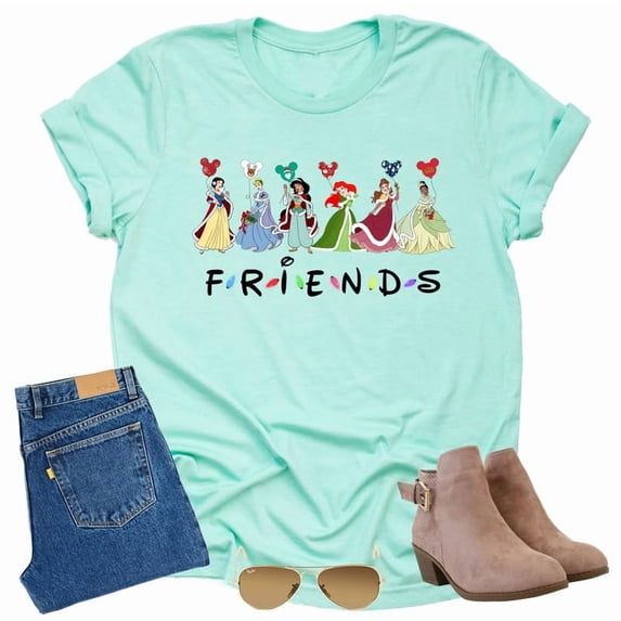 Disney Princess Friends Unisex Short Sleeve Shirt (Mint-2X Large)