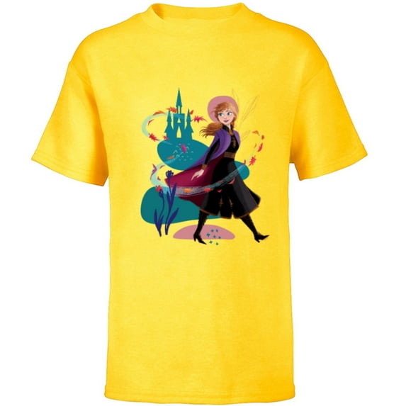 Disney Princess Frozen Anna Wander Often Autumn - Short Sleeve T-Shirt for Kids - Customized-Yellow