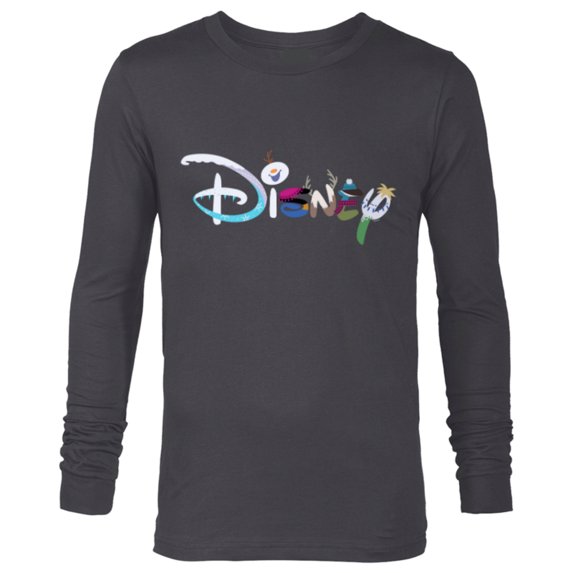 Disney Princess Frozen Characters Elsa Anna Olaf Disney Logo - Long Sleeve T-Shirt for Men - Customized-Charcoal Heather
