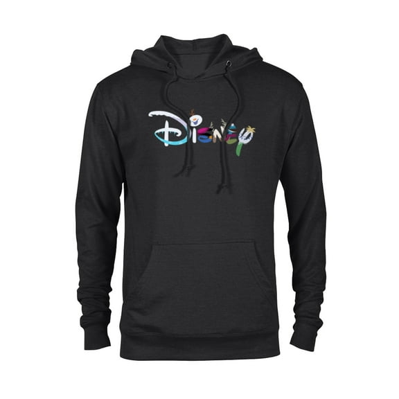 Disney Princess Frozen Characters Elsa Anna Olaf Disney Logo - Pullover Hoodie for Adults - Customized-Black