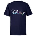 thumbnail image 1 of Disney Princess Frozen Characters Elsa Anna Olaf Disney Logo - Short Sleeve T-Shirt for Kids - Customized-Navy, 1 of 5