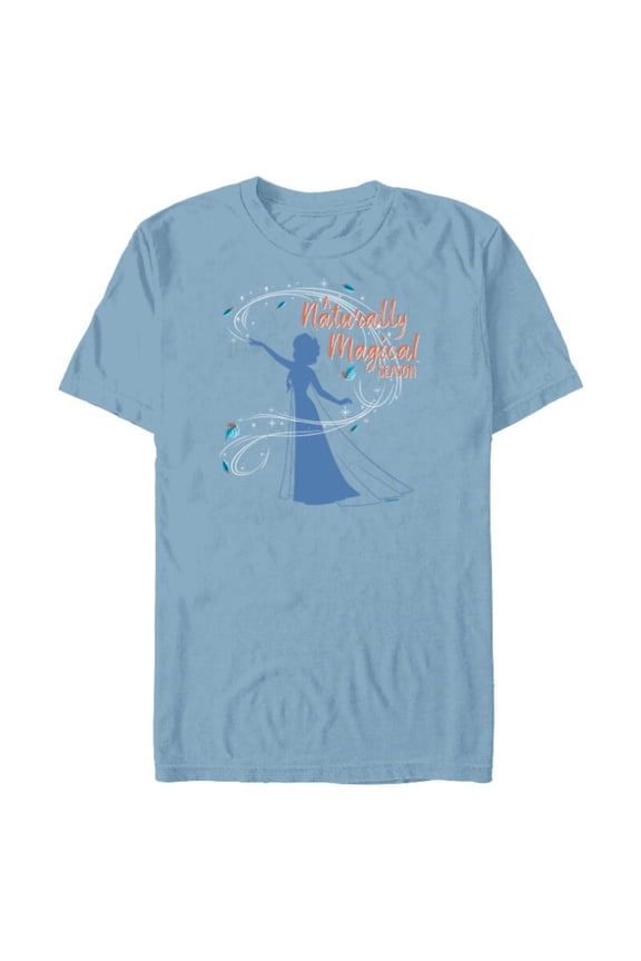 Princess Frozen Elsa A Naturally Magical Season Fall - Short Sleeve Blended T-Shirt for Adults - Customized-Ocean Blue