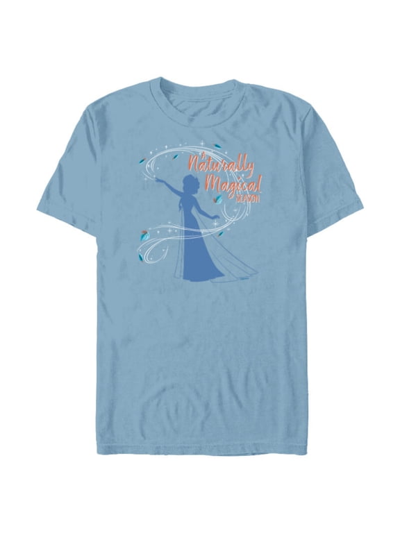 Princess Frozen Elsa A Naturally Magical Season Fall - Short Sleeve Blended T-Shirt for Adults - Customized-Ocean Blue