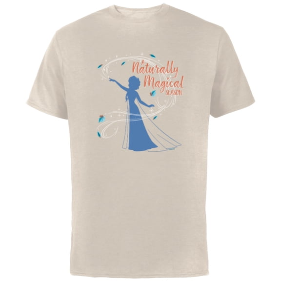 Disney Princess Frozen Elsa A Naturally Magical Season Fall - Short Sleeve Cotton T-Shirt for Adults - Customized-Natural