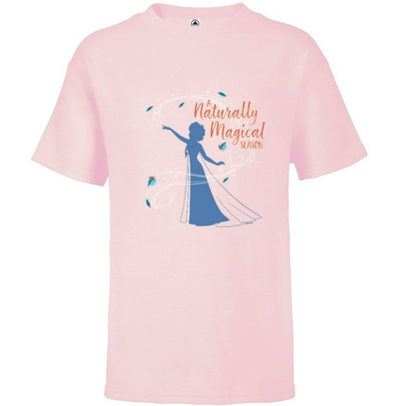 Disney Princess Frozen Elsa A Naturally Magical Season Fall - Short Sleeve T-Shirt for Kids - Customized-Soft Pink