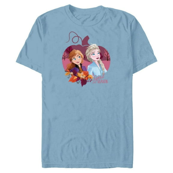 Disney Princess Frozen Elsa & Anna Spirit of the Season Fall - Short Sleeve Blended T-Shirt for Adults - Customized-Ocean Blue