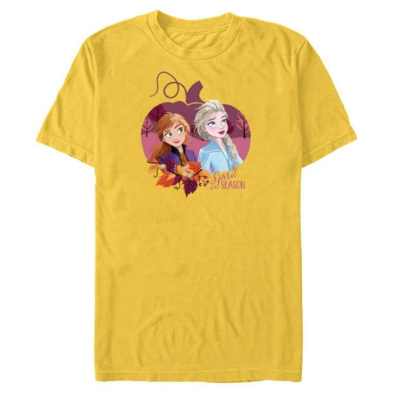 Disney Princess Frozen Elsa & Anna Spirit of the Season Fall - Short Sleeve Blended T-Shirt for Adults - Customized-Yellow