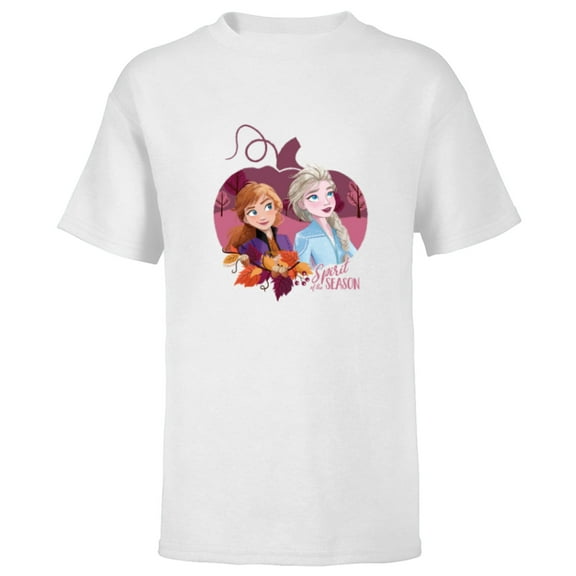Disney Princess Frozen Elsa & Anna Spirit of the Season Fall - Short Sleeve T-Shirt for Kids - Customized-White