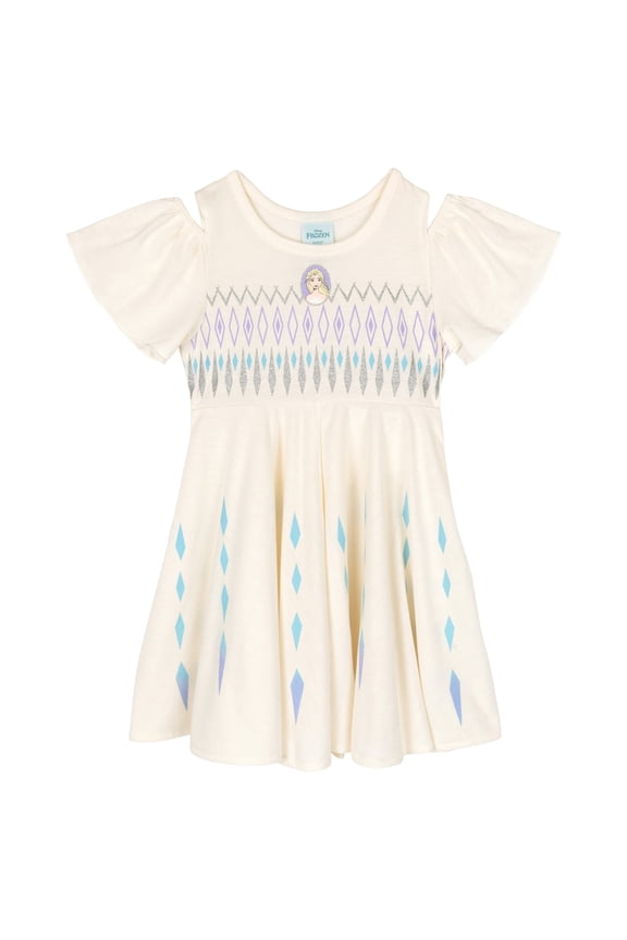 Princess Frozen Elsa Square Neck Skater Dress Toddler to Big Kid
