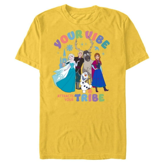 Disney Princess Frozen Friends Your Vibe Attracts Your Tribe - Short Sleeve Blended T-Shirt for Adults - Customized-Yellow