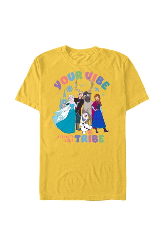 Princess Frozen Friends Your Vibe Attracts Your Tribe - Short Sleeve Blended T-Shirt for Adults - Customized-Yellow