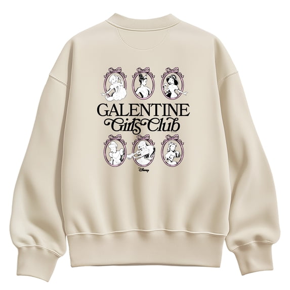 Disney - Princess Galentine Girls Club Women's Oversized Fleece Crew Sweatshirt