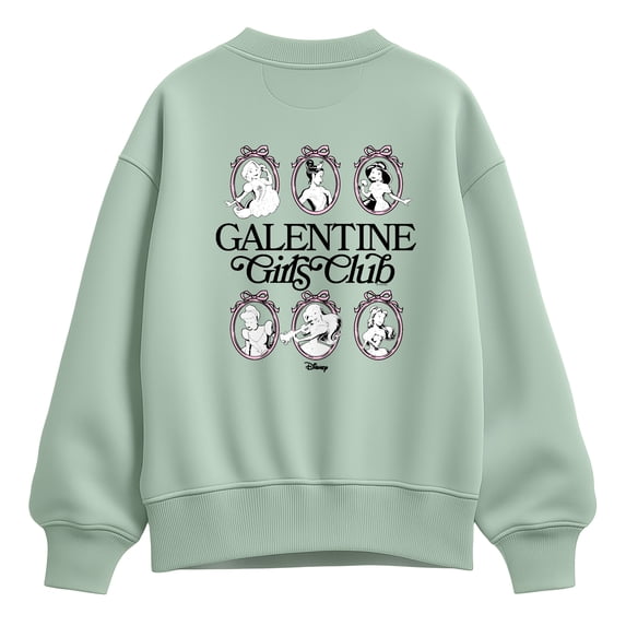 Disney - Princess Galentine Girls Club Women's Oversized Fleece Crew Sweatshirt