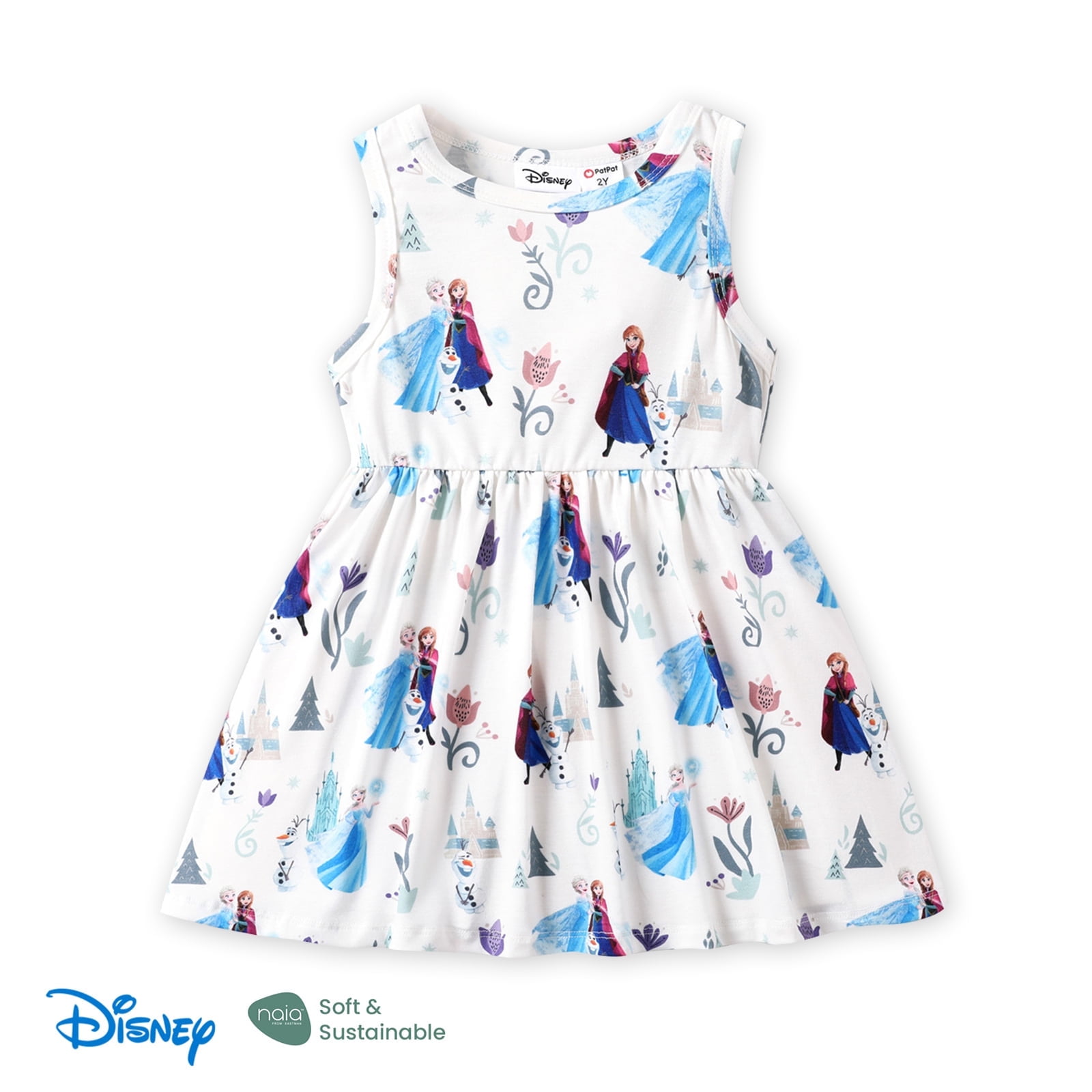 Disney Princess Girl Dresses Frozen Elsa Anna Print Sleeveless Play ...