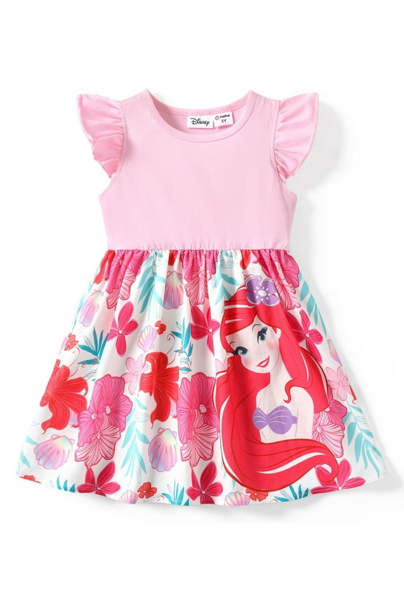 Princess Girl Dresses Little Mermaid Ariel Character Ruffled Sleeveless Dress Size 2-6