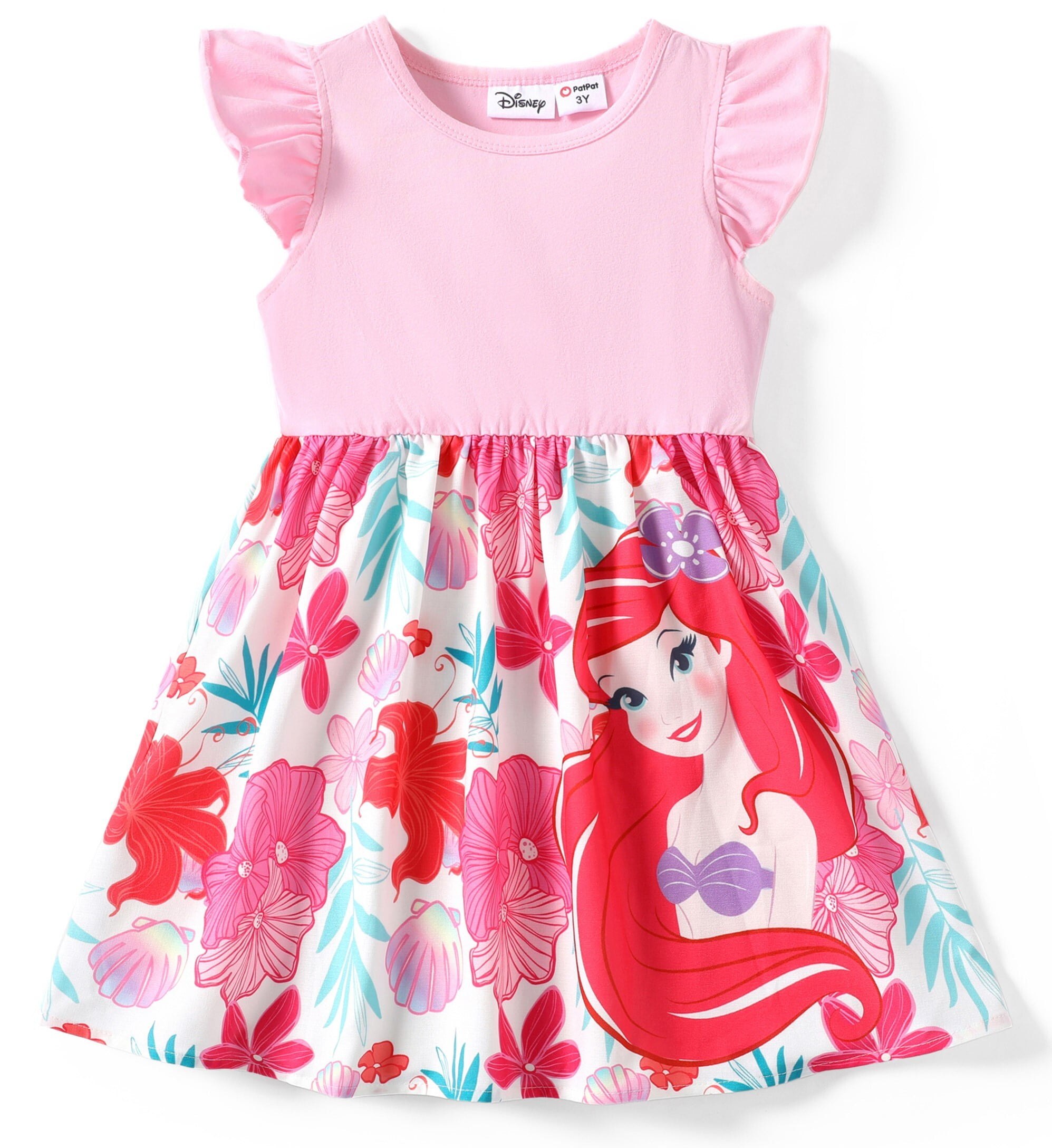 Disney Princess Girl Dresses Little Mermaid Ariel Character Ruffled Sleeveless Dress 4-5 Years, Toddler Girl's, Pink