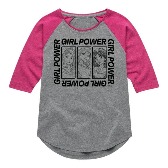 Disney Princess - Girl Power All Of Us - Toddler & Youth Girls Raglan Graphic T-Shirt