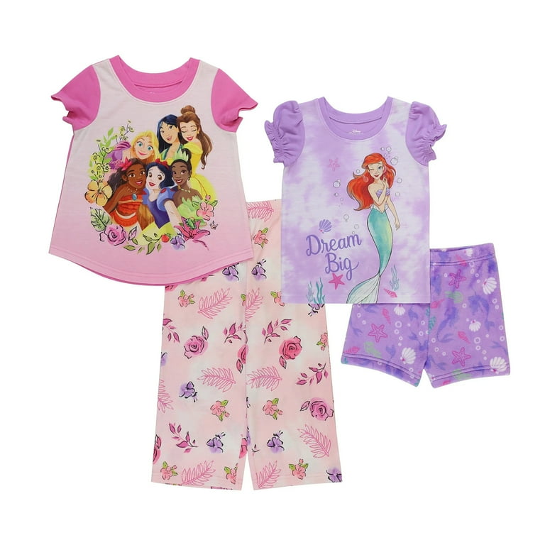 Disney Princess Girl's 4-Piece Character Pajama Set, Size