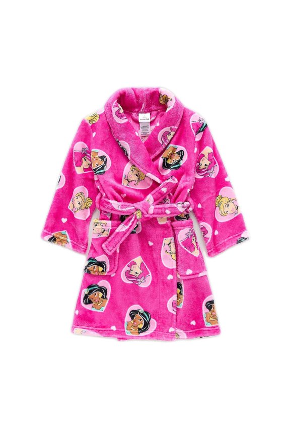 Princess Girl's Fleece Pink Heart Character Bathrobe, Robe, Size 6