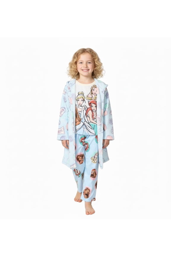 Princess Girl's Girl's Character Fleece Hooded Robe and Pajama Set, Size 4