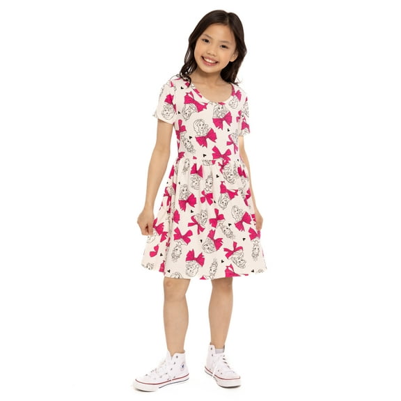 Disney Princess Girl's Short Sleeve All Over Print Dress, Sizes 4-12