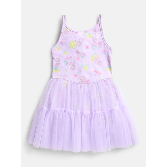 Disney Princess Girls Sleeveless Allover Print Tulle Romper, Sizes 4-12