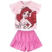 Disney Disney Princess Girls Ariel Graphic Crop Tee and Mermaid Dress-Style Shorts Summer Pink Outfit Set Baby Toddlers 2T on clearance at Walmart — 58% off