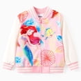 thumbnail image 1 of Disney Princess Girls Bomber Jacket Ariel Zip Up Varsity Lightweight Sweatshirts Gift Fall Spring Toddler Kids 2T, 1 of 7